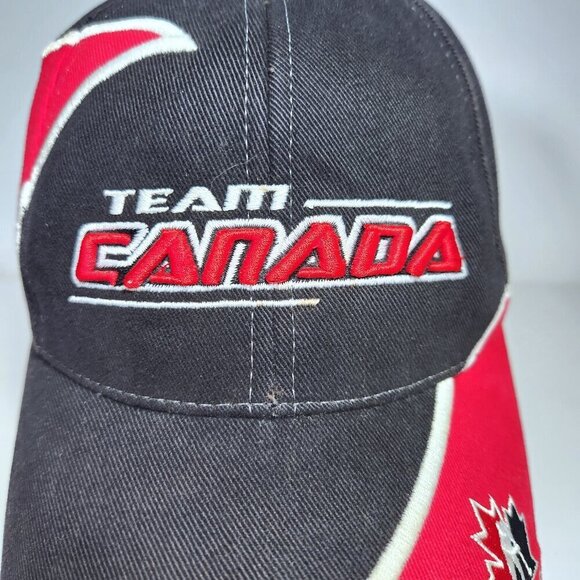 Puma Team Canada Hat Cap Youth Hook and Loop Shark Tooth Black Embroidered - Picture 2 of 10